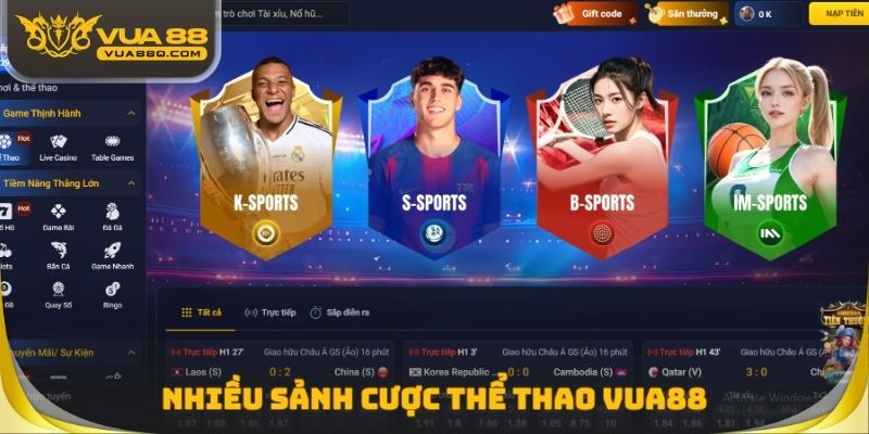 Nhiều sảnh cược thể thao Vua88