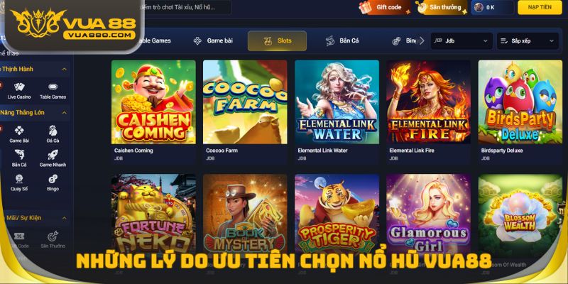 Những lý do ưu tiên chọn Nổ hũ Vua88